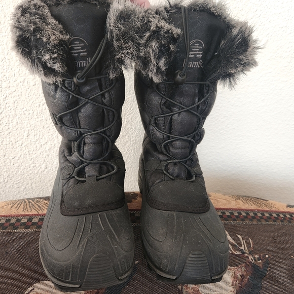 Kamik Shoes - Kamik Women's Snow Boots Black Fur Thinsulate Lined Winter Waterproof Size 10